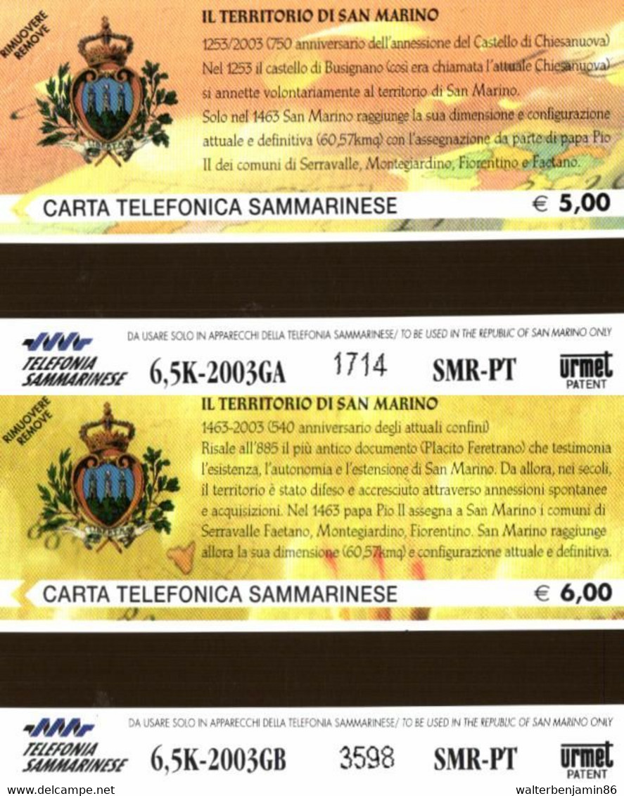 G SM 94 C&C 7094 2 SCHEDE SAN MARINO NUOVE MAGNETIZZATE IL TERRITORIO - San Marino