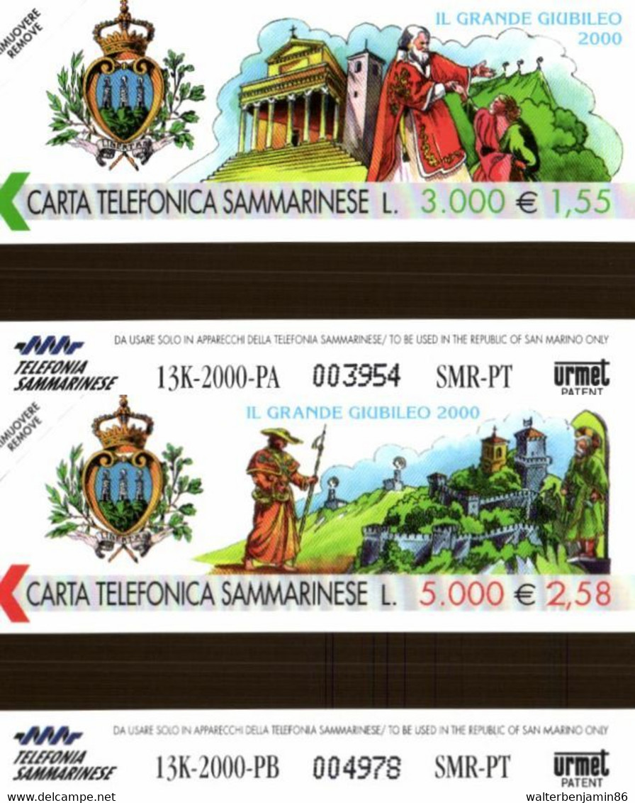 G SM 51 C&C 7051 2 SCHEDE SAN MARINO NUOVE MAGNETIZZATE BIMILLENARIO NASCITA GESU' - San Marino