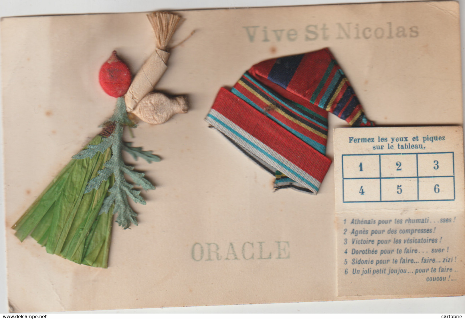 Carte à Système - Bonnet Saint-Nicolas En Relief Et Légumes - "CONSULTEZ L'ORACLE" - Móviles (animadas)