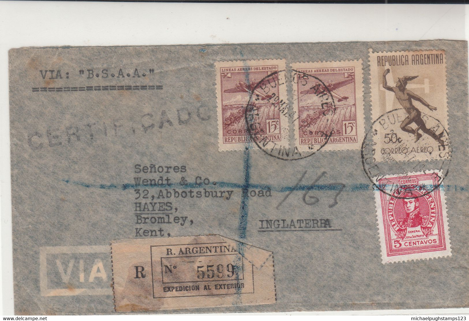 Argentina / B.S.A.A. Airmail / G.B. - Otros & Sin Clasificación