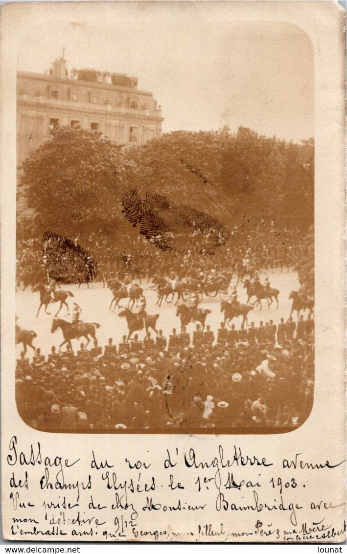 Evénement - Passage Du Roi D'Angleterre Avenue Des Champs Elysées 1er Mai 1903 Carte Photo - Other & Unclassified