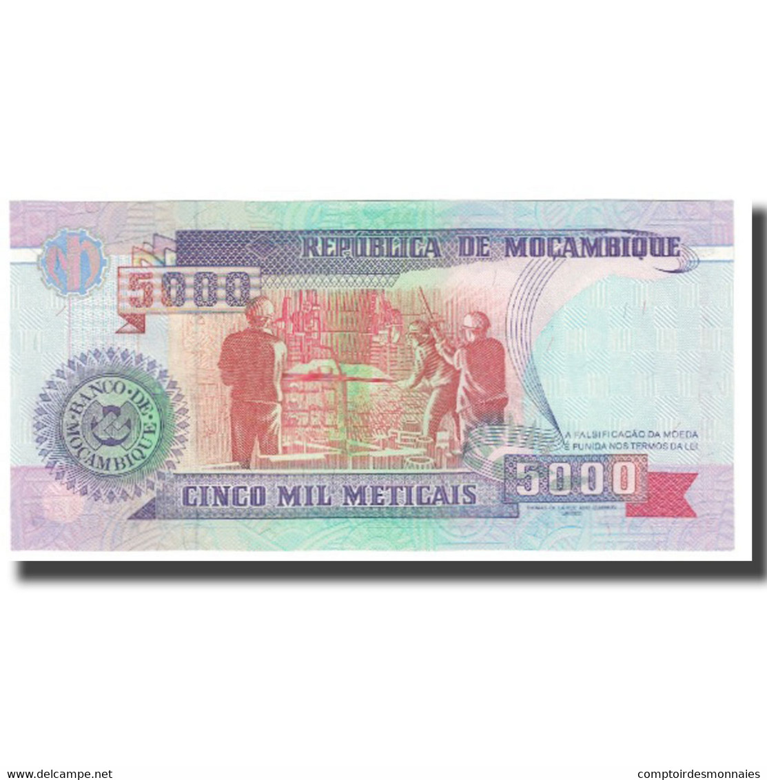 Billet, Mozambique, 5000 Meticais, 1991, 1991-06-16, KM:136, NEUF - Mozambique