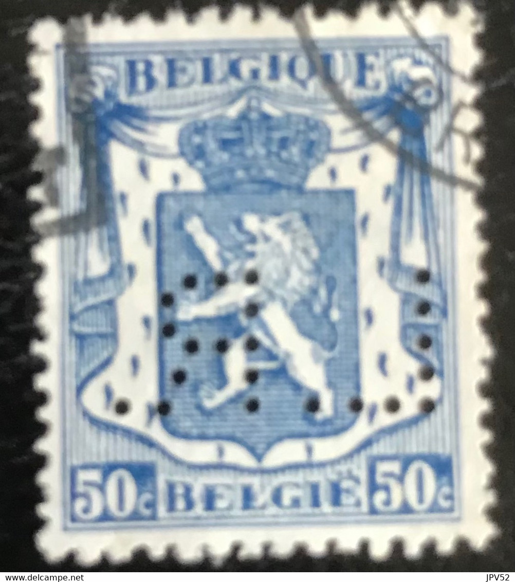 België - Belgique - C10/51 - (°)used - 1935 - Perfins - LR - Michel 422 - Kleine Staatswapen - 1934-51