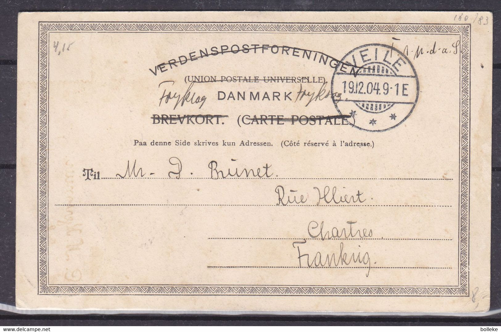 Danemark - Carte Postale De 1912 - Oblit Veile - Exp Vers Chartres - Vue De Norreskov - Lettres & Documents