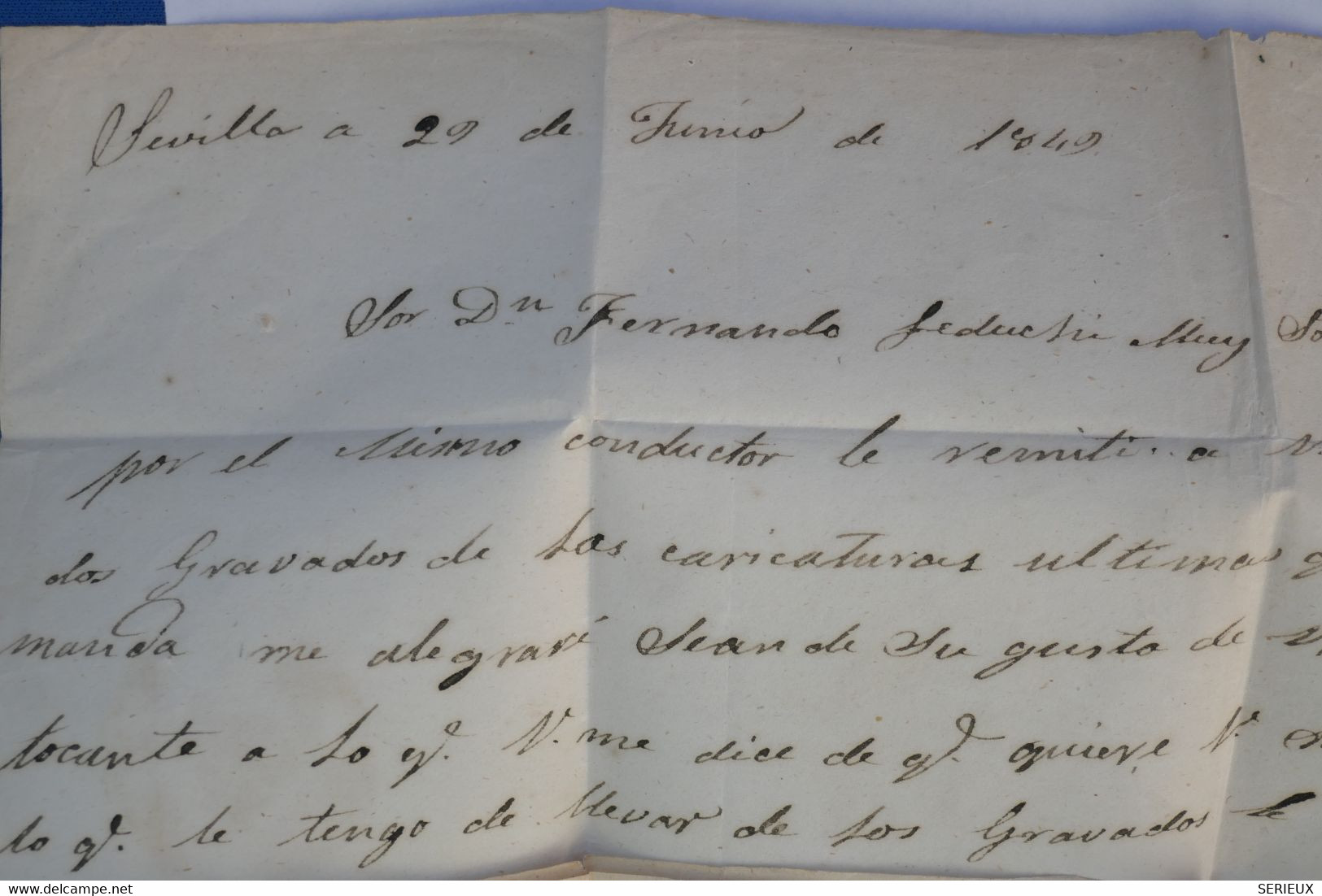 BB3 ESPANA  BELLE  LETTRE 1849 ANDALUCIA BAJA  SEVILLA  A  CADIZ  ++TAXE 1 R. +AFFRANCH. INTERESSANT - ...-1850 Prefilatelia