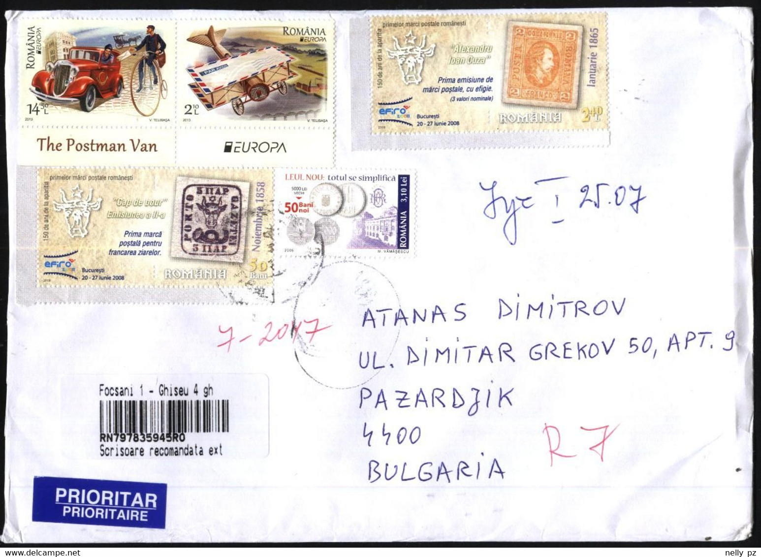 Mailed Cover With Stamps Europa CEPT 2013, Stamps On Stamps 2008 From Romania - Brieven En Documenten