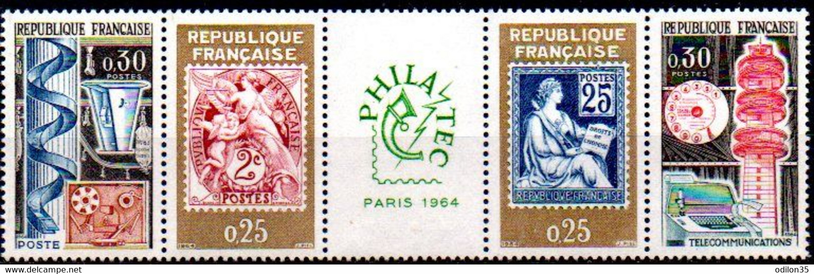 FRANCE, 1964, France-F1417A, Bande Avec Vignette Centrale, Philatex Paris 1964 - Nuevos