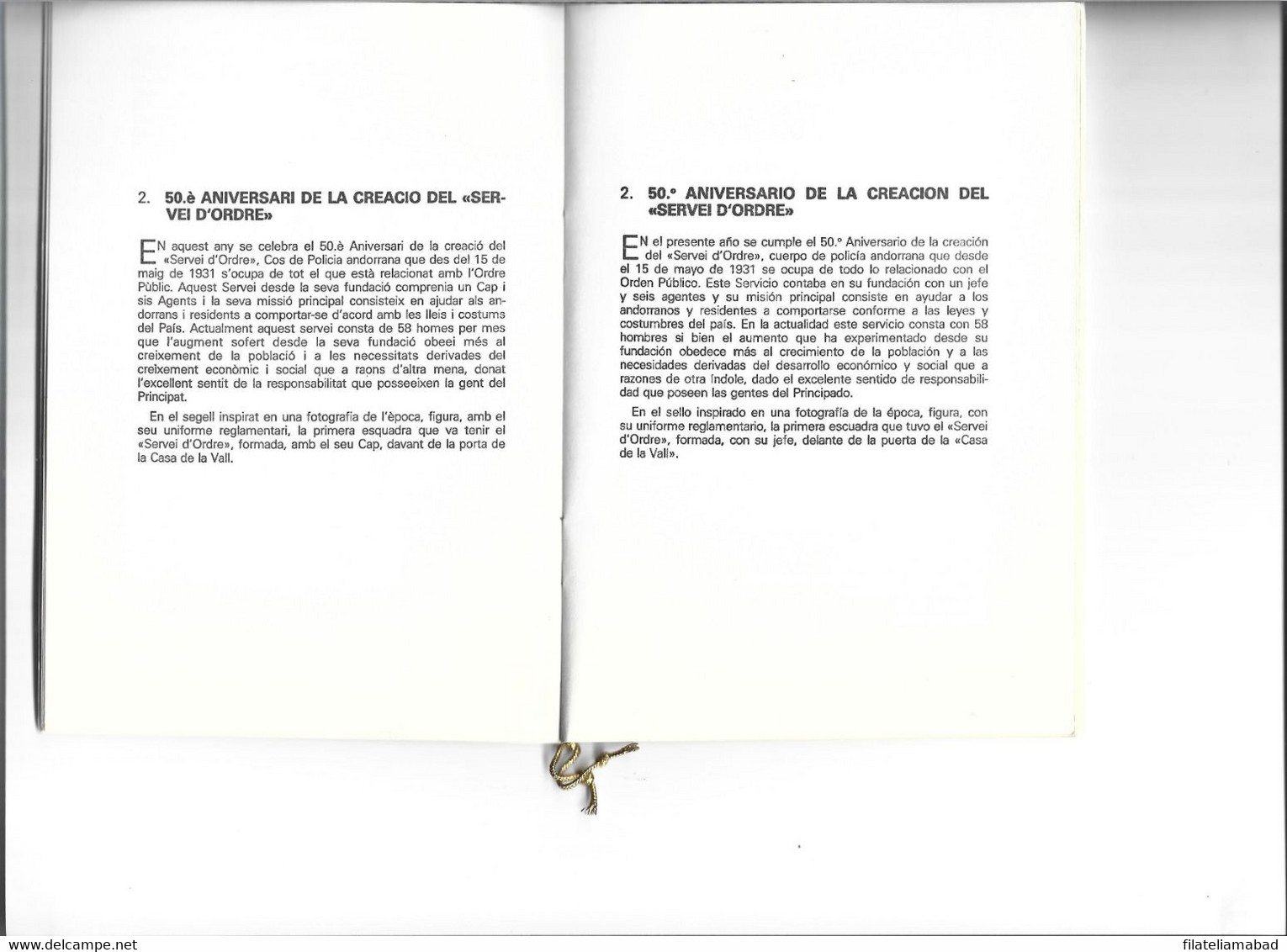 ANDORRA EMISIÓN 1979 PEQUEÑO ALBUM EXPLICATIVO SOBRE LAS EMISIOMES  VEGUERIA EPISCOPAL ENTIDAD QUE YA NO EXSISTE (V.1) - Vegueria Episcopal