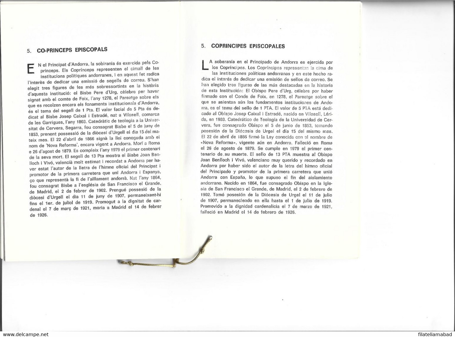 ANDORRA EMISIÓN 1981 PEQUEÑO ALBUM EXPLICATIVO SOBRE LAS EMISIOMES  VEGUERIA EPISCOPAL ENTIDAD QUE YA NO EXSISTE (V.1) - Viguerie Episcopale