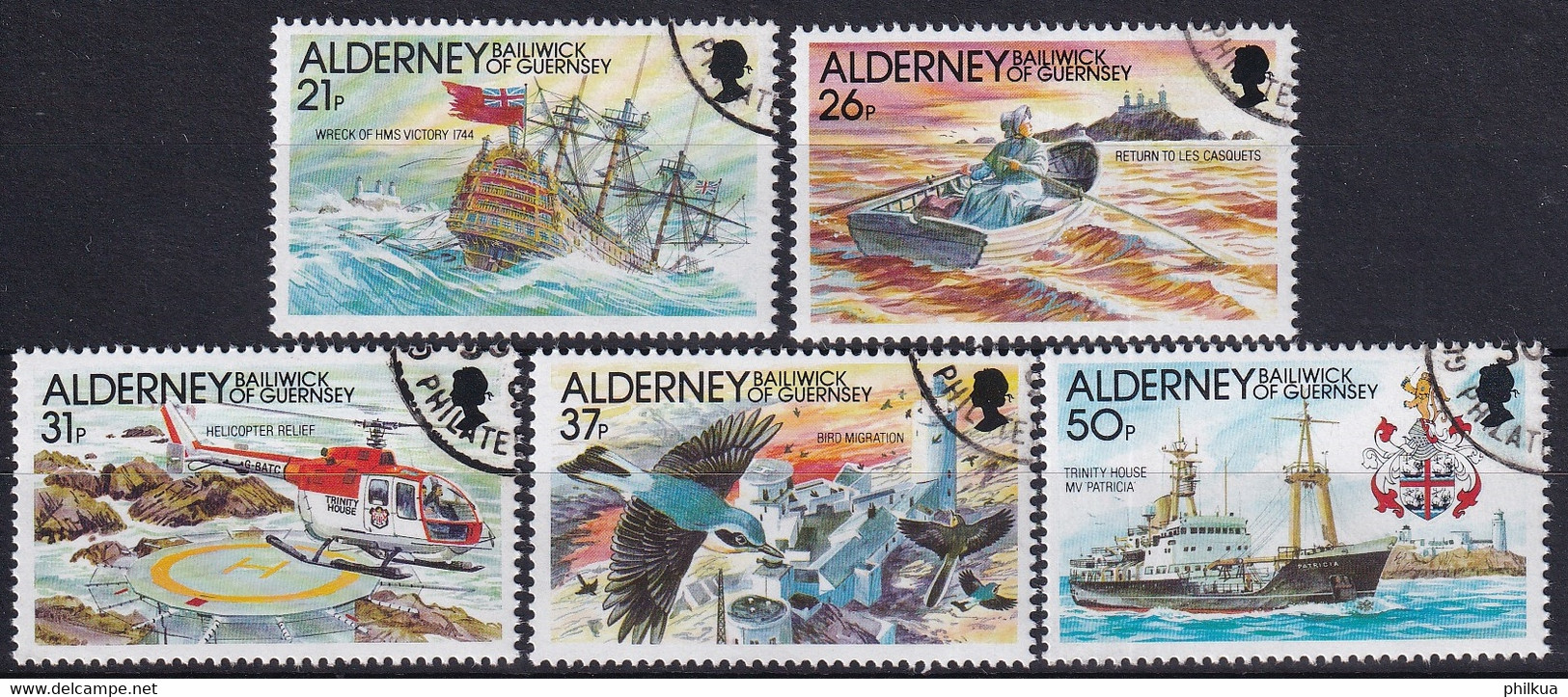 MiNr. 49 - 53 Großbritannien-Guernsey, Guernsey Alderney1991, 30. April. Automatisierung Der Leuchtfeuer Auf Casquets - Schiffahrt