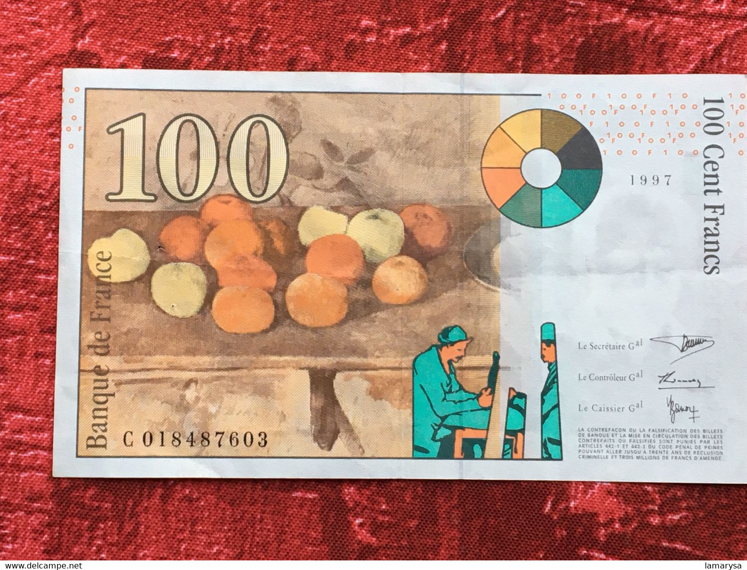 Monnaies & Billets Billet De France 1992-2000 Dernière Gamme 100 F 1997-1998 ''Cézanne'' Propre TBE Fayette N°C018487603 - 100 F 1997-1998 ''Cézanne''