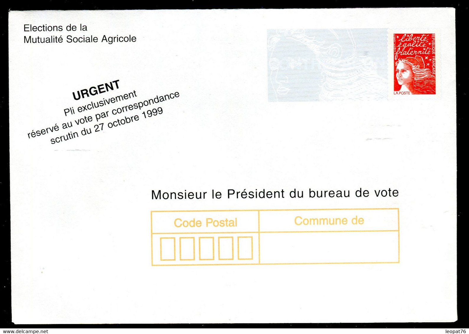 Entier Postal Type Luquet Avec Repiquage Des Elections De La Mutualité Sociale Agricole, Non Utilisé - A 26 - PAP: Ristampa/Luquet