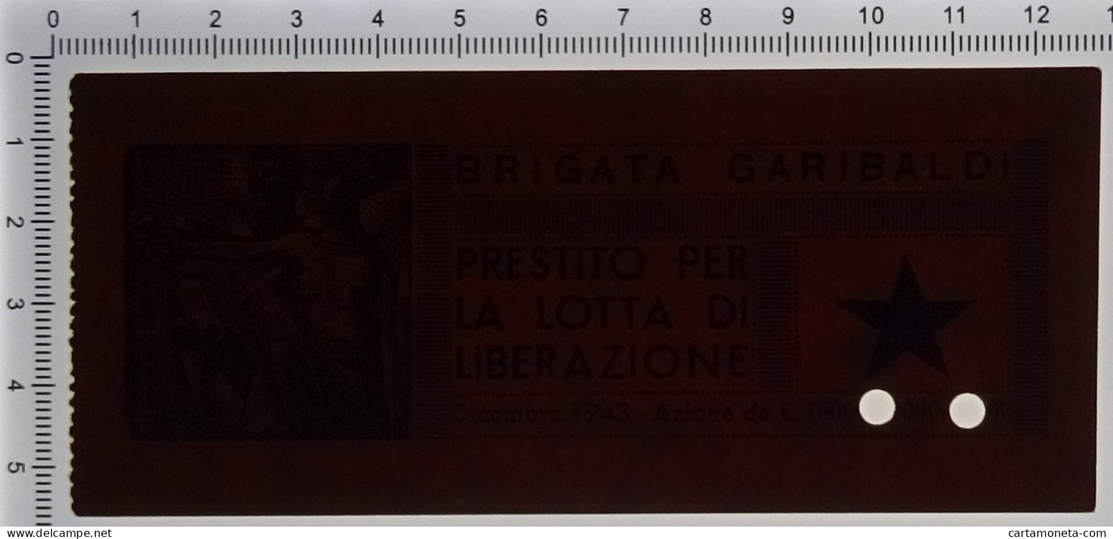 1000 LIRE PARTITO COMUNISTA ITALIA BRIGATA GARIBALDI LOTTA LIBERAZIONE 1943 FDS - Sonstige & Ohne Zuordnung