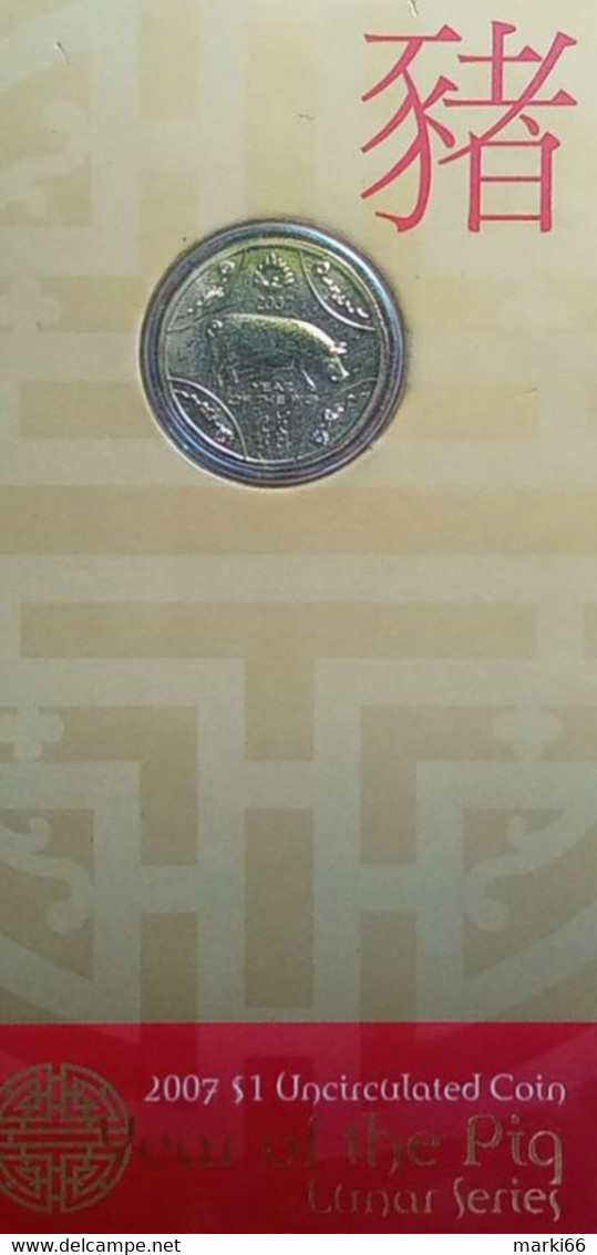 Australia - 2007 - Lunar Series - Year Of The Pig - 1 Dollar Uncirculated Bronze Coin - Münz- Und Jahressets