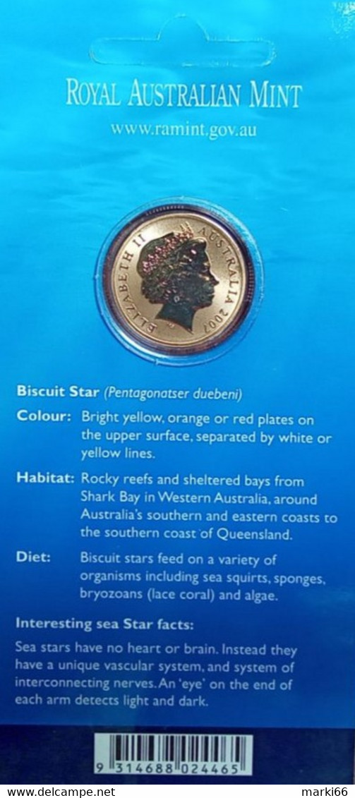 Australia - 2007 - Ocean Series - Biscuit Star - 1 Dollar Colour Uncirculated Bronze Coin - Mint Sets & Proof Sets