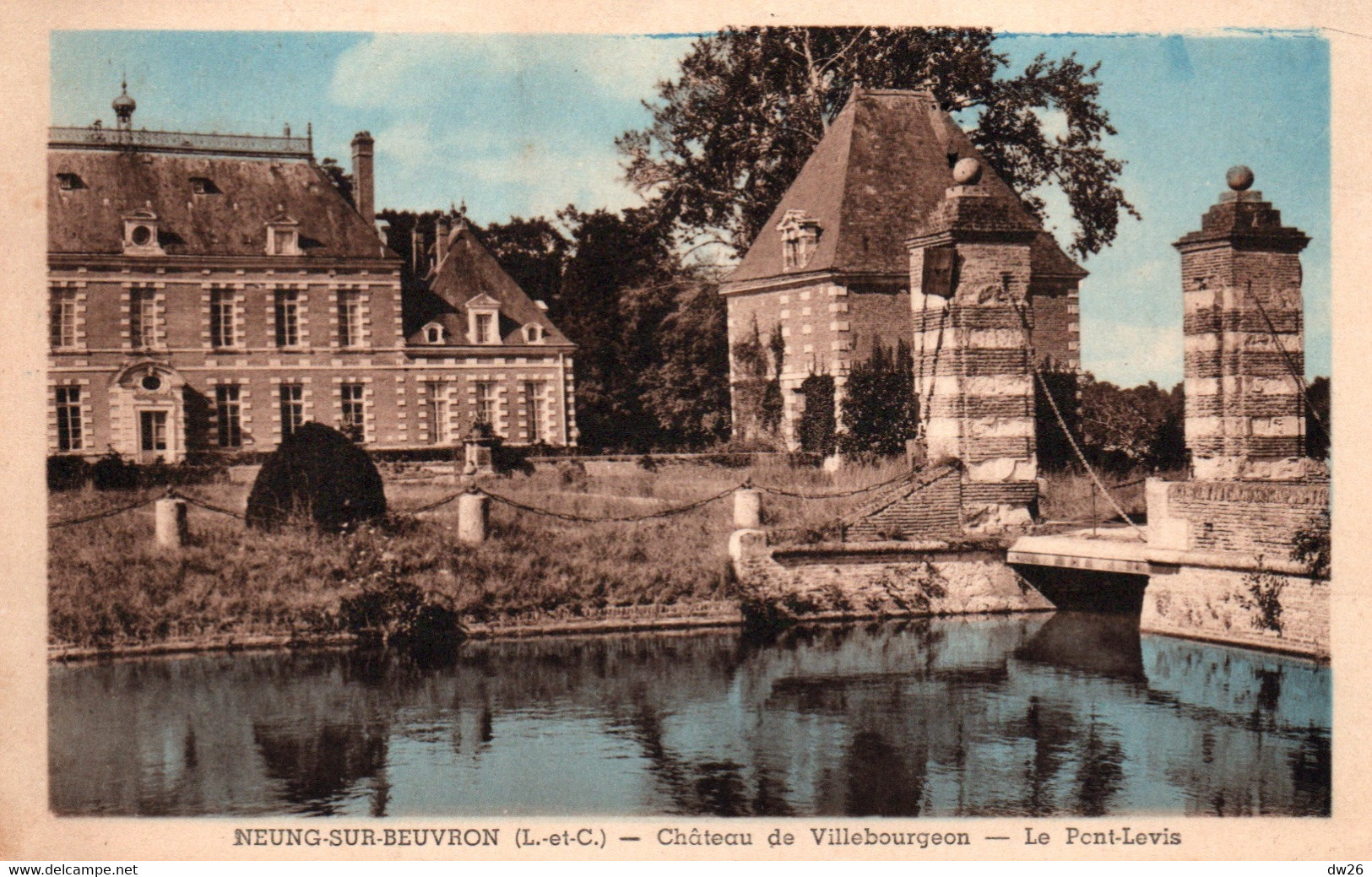 Neung-sur-Beuvron (Loir Et Cher) Château De Villebourgeon, Le Pont-Levis - Edition L. Lenormand - Carte Colorisée - Neung Sur Beuvron