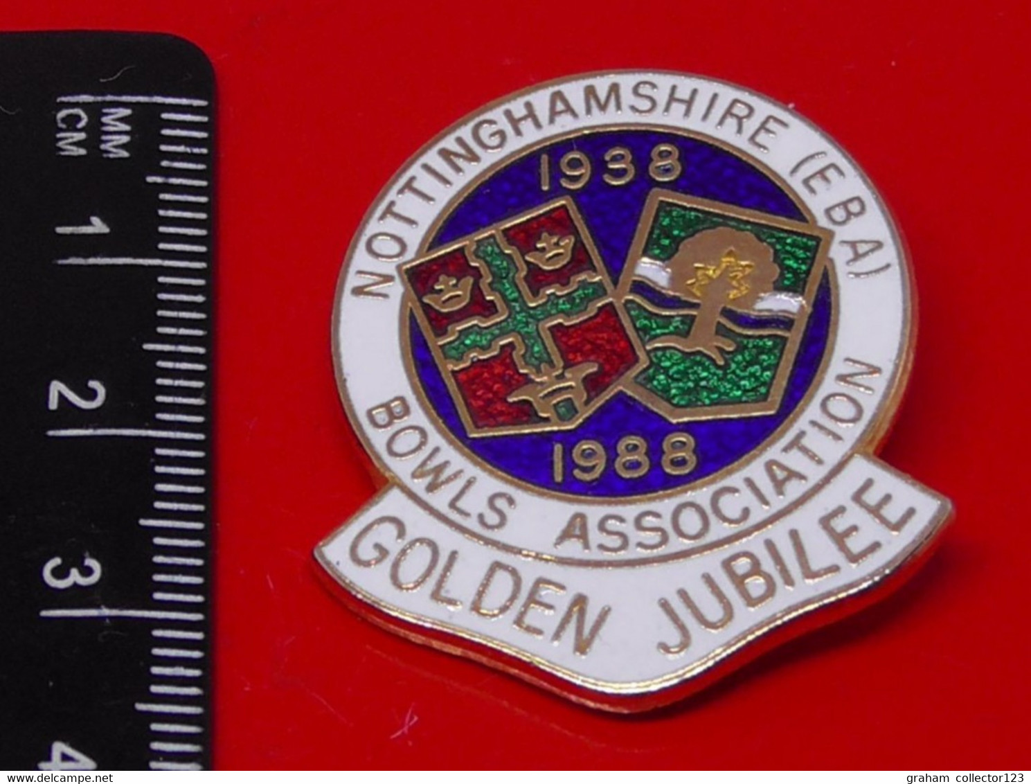 Vintage Enamel And Metal Badge Bowling Bowler Bowls Lawn Bowls Nottingham EBA Golden Jubilee 1988 Bowls Association - Bowling