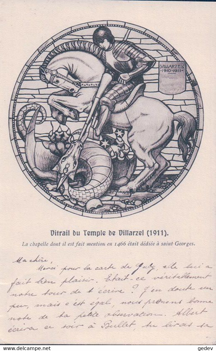Villarzel VD, Vitrail Du Temple, Litho (2.9.1912) - Villarzel