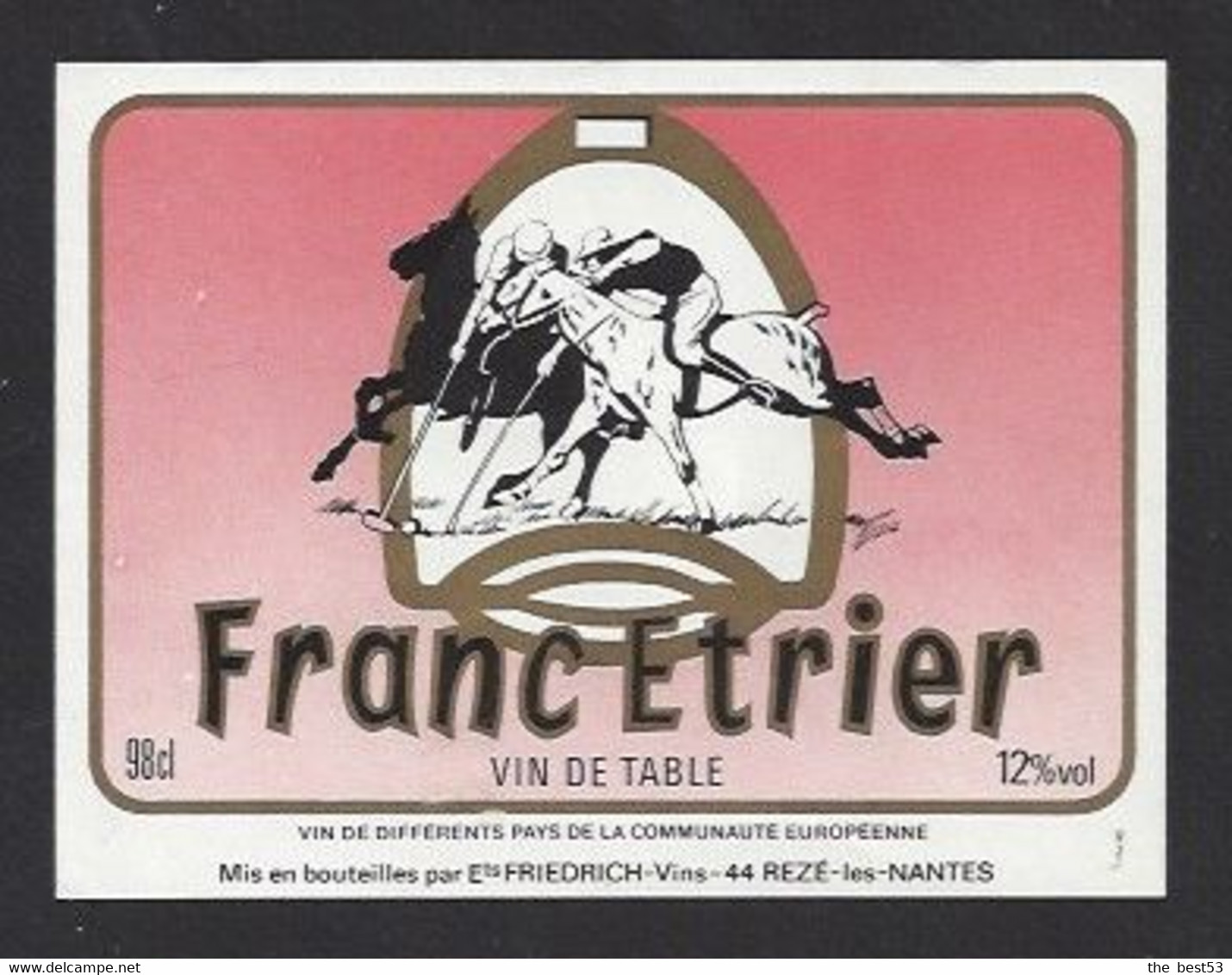 Etiquette De Vin De Table  -  Franc Etrier  -  Thème Polo - Otros & Sin Clasificación