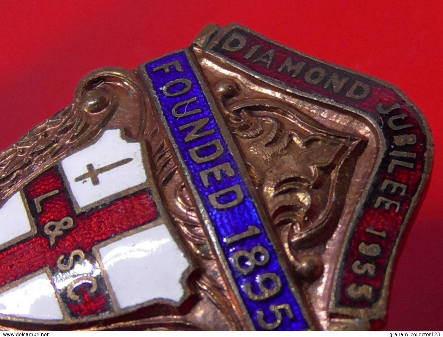 Vintage Enamel and Metal Badge Bowling Bowler Bowls Lawn Bowls Diamond Jubilee 1955 L & SC Bowling Club