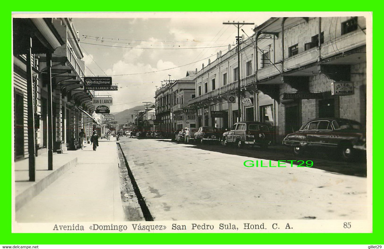 SAN PEDRO SULA, HONDURAS - AVENIDA DOMINGO VASQUEZ -  CARTE PHOTO - ANIMATED WITH OLD CARS - - Honduras