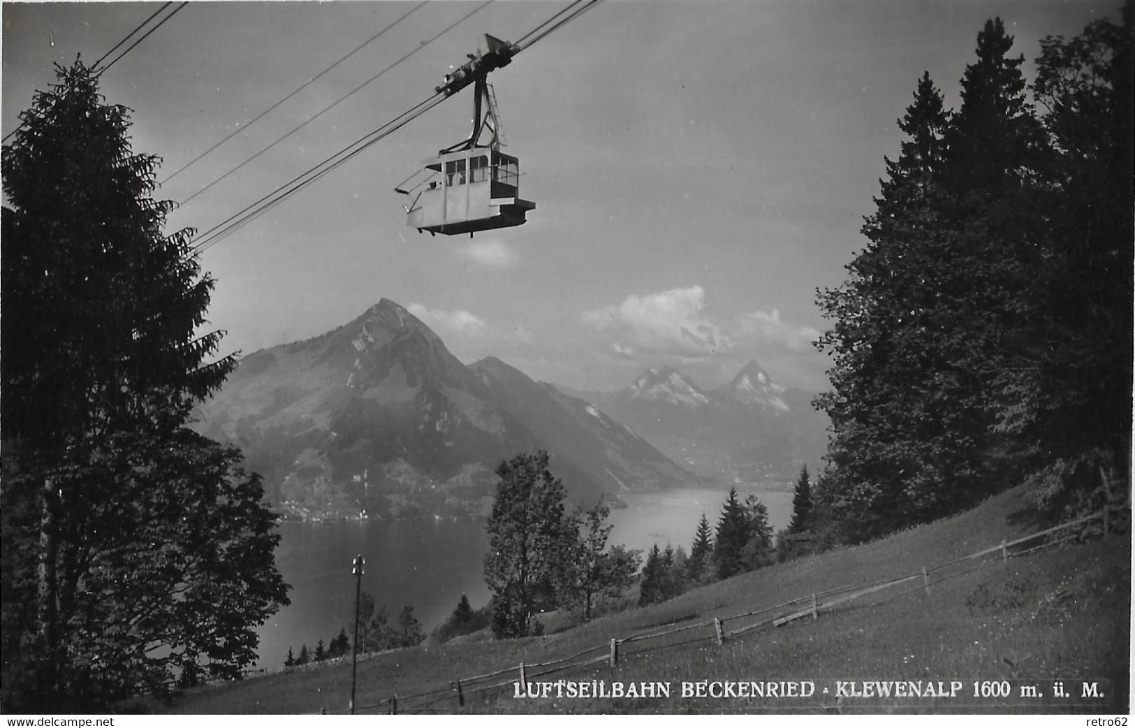 BECKENRIED → Alte Luftseilbahn Auf Die Klewenalp, Fotokarte Ca.1940 - Beckenried