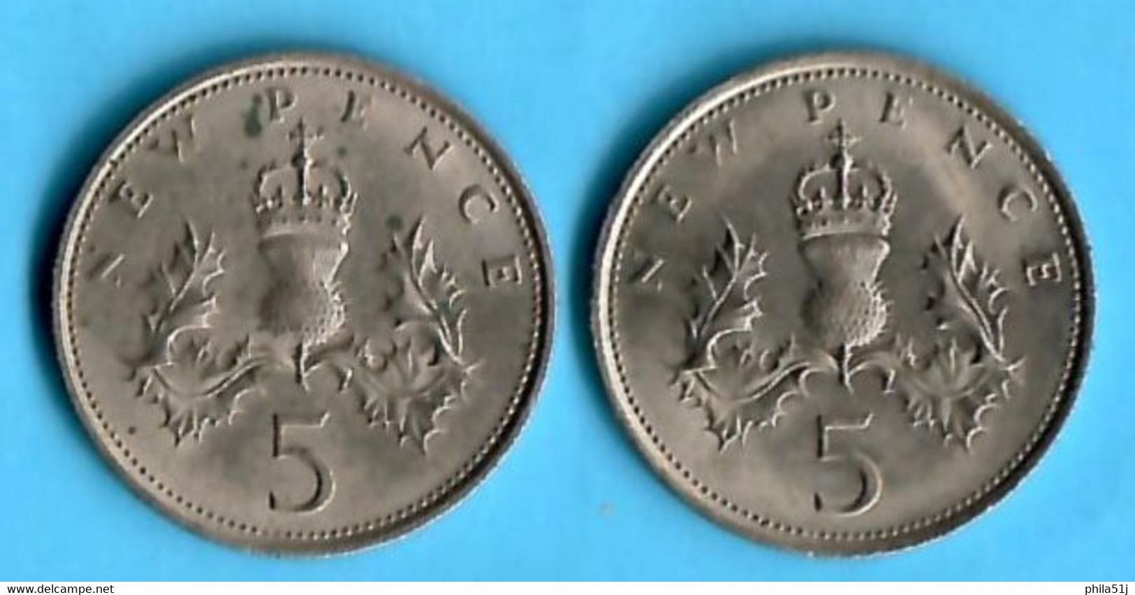 GRANDE-BRETAGNE ---ELIZABETH II  ----5 PENCE De 1970 & 1971 ---VOIR SCAN  (2) - 5 Pence & 5 New Pence