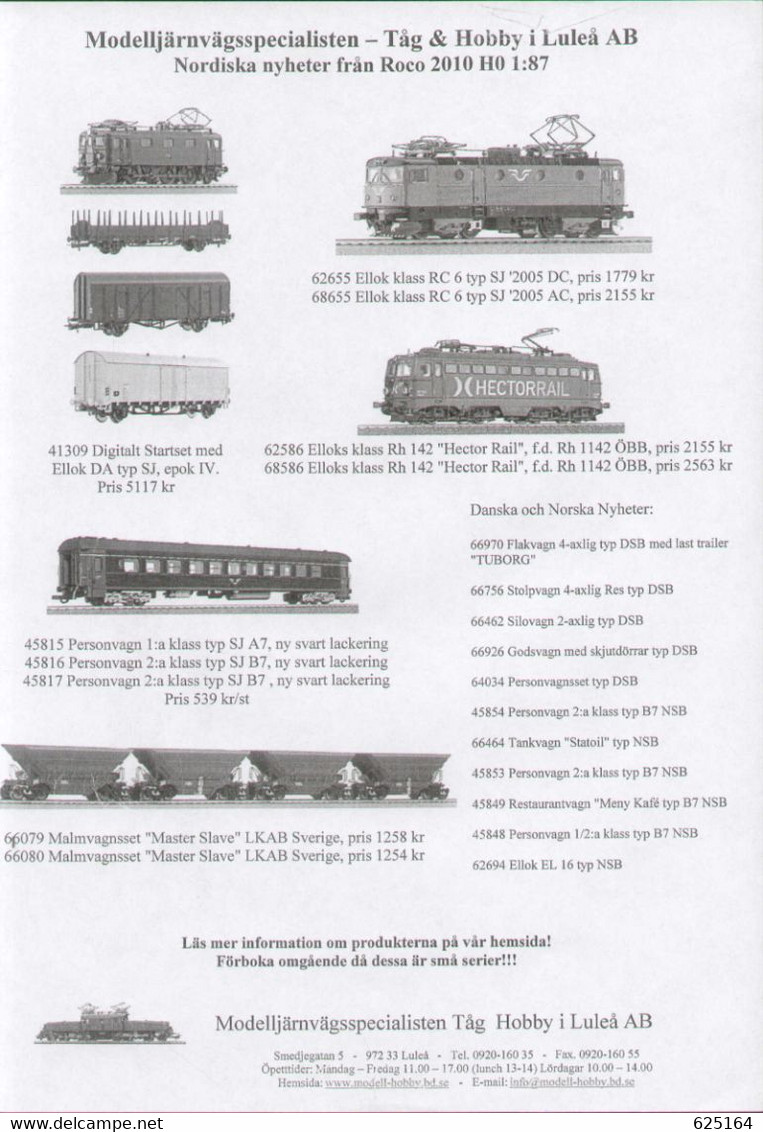 Magazine MJ Modelljärnvägsspecialisten 2010 Nordiska Nyeter Märklin Roco Trix - En Suédois - Sin Clasificación