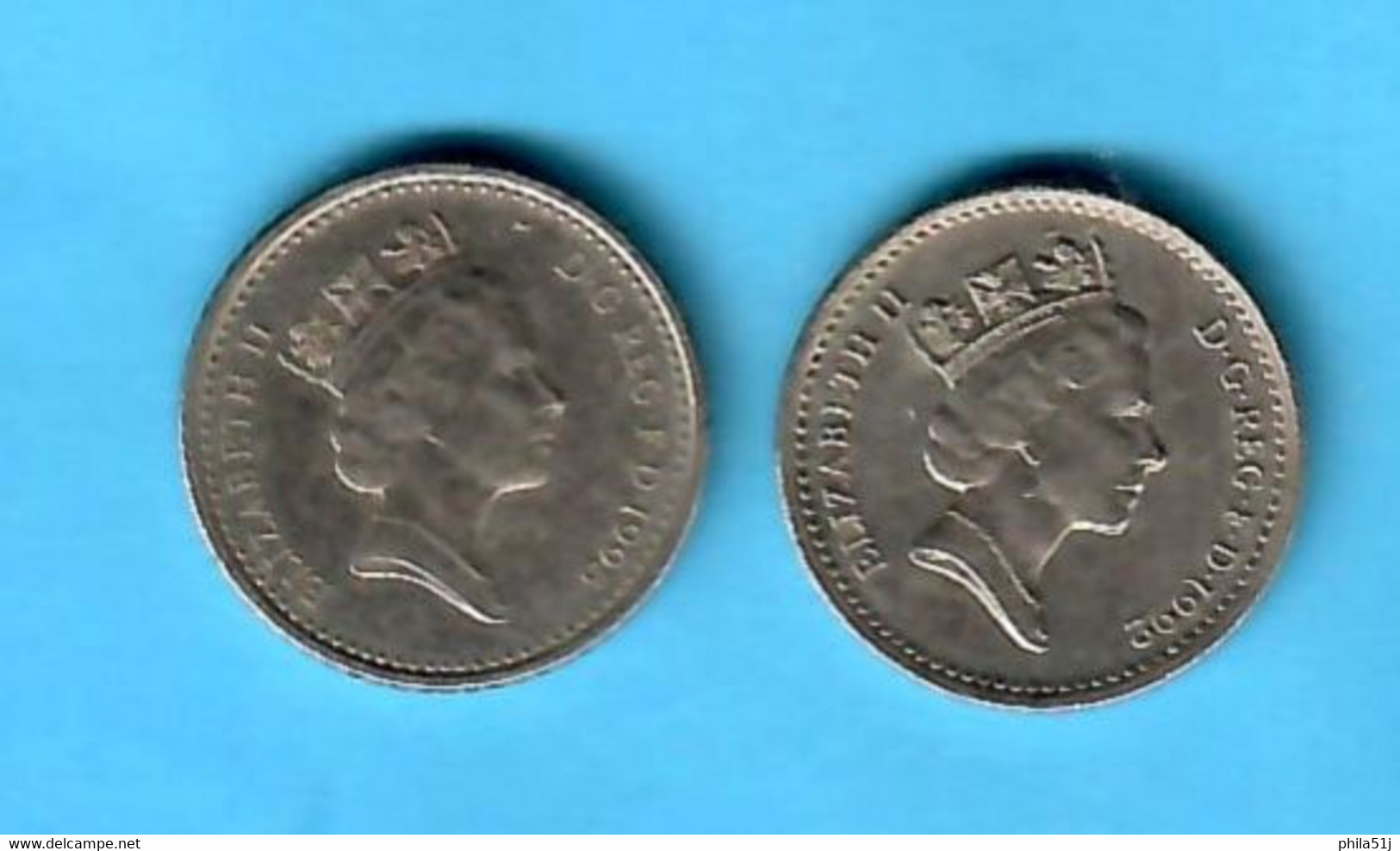 GRANDE-BRETAGNE ---ELIZABETH II  ----5 PENCE De 1992 & 1995 ---VOIR SCAN  (3) - 5 Pence & 5 New Pence