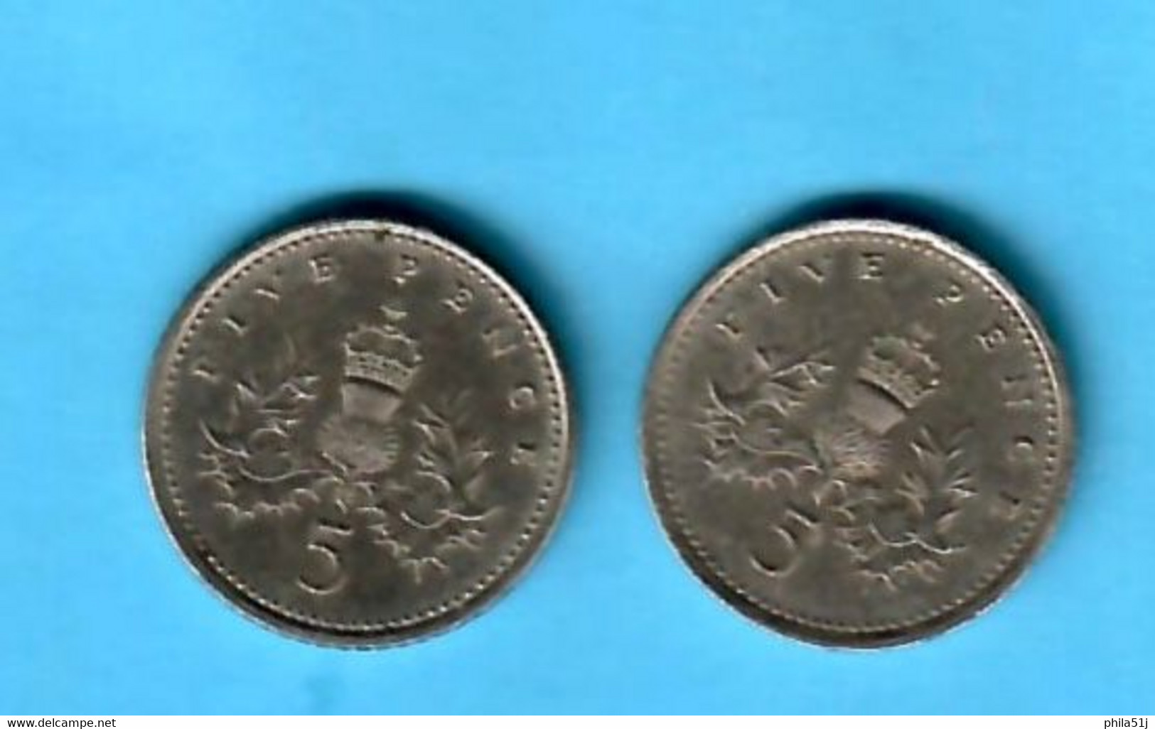 GRANDE-BRETAGNE ---ELIZABETH II  ----5 PENCE De 1992 & 1995 ---VOIR SCAN  (3) - 5 Pence & 5 New Pence
