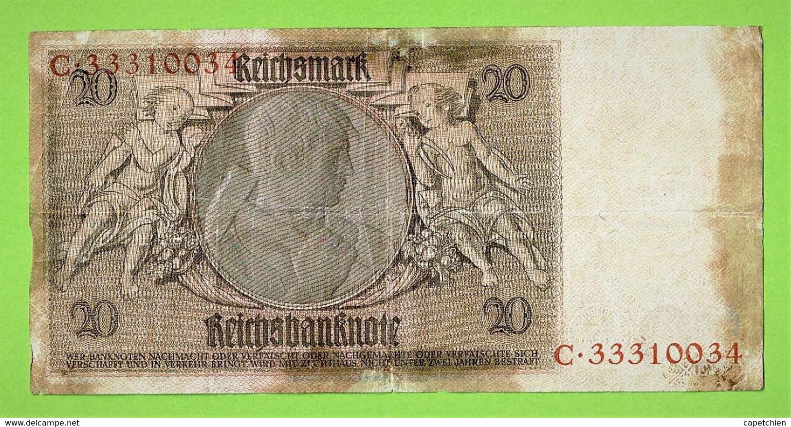 ALLEMAGNE / 20 MARK / JANVIER 1929  / SERIE N° ROUGE / C.33310034 - 20 Mark