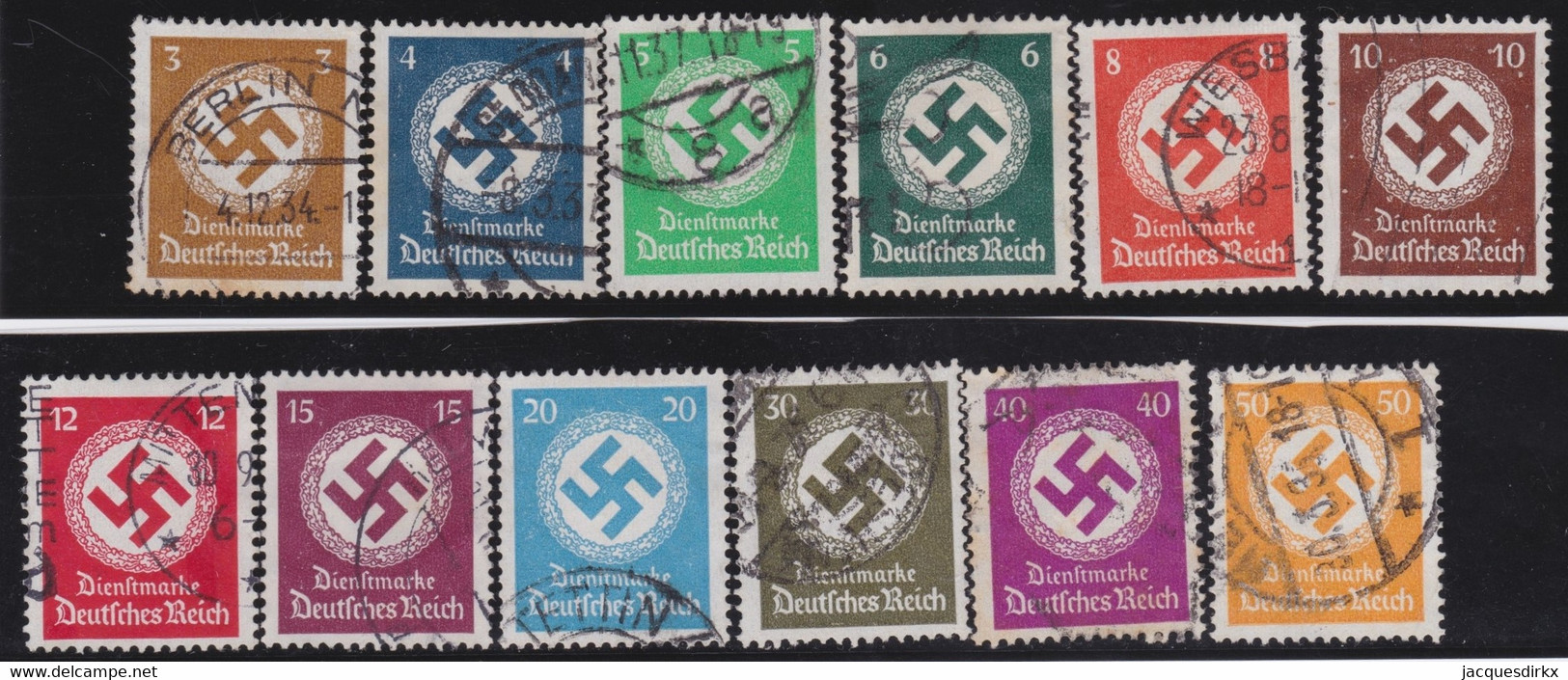 Deutsches Reich    .    Michel      .  Dienst  132/143      .     O   .     Gestempelt - Officials