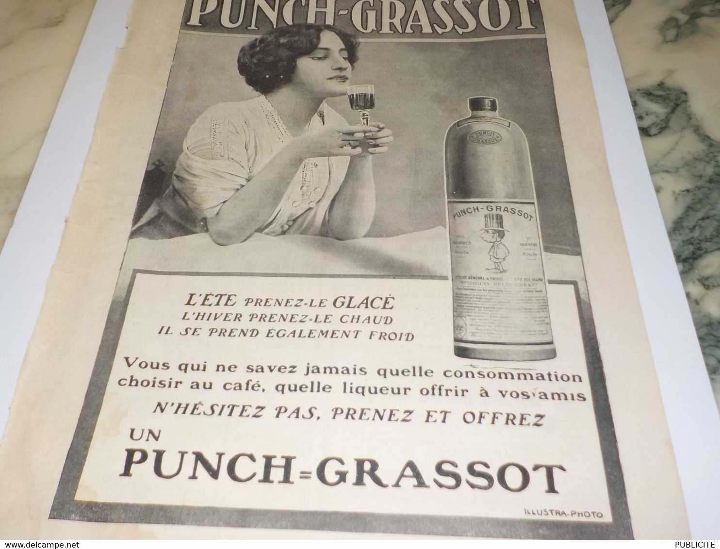 ANCIENNE PUBLICITE N HESITEZ PAS PRENEZ ET OFFREZ UN PUNCH GRASSOT  1914 - Alcools