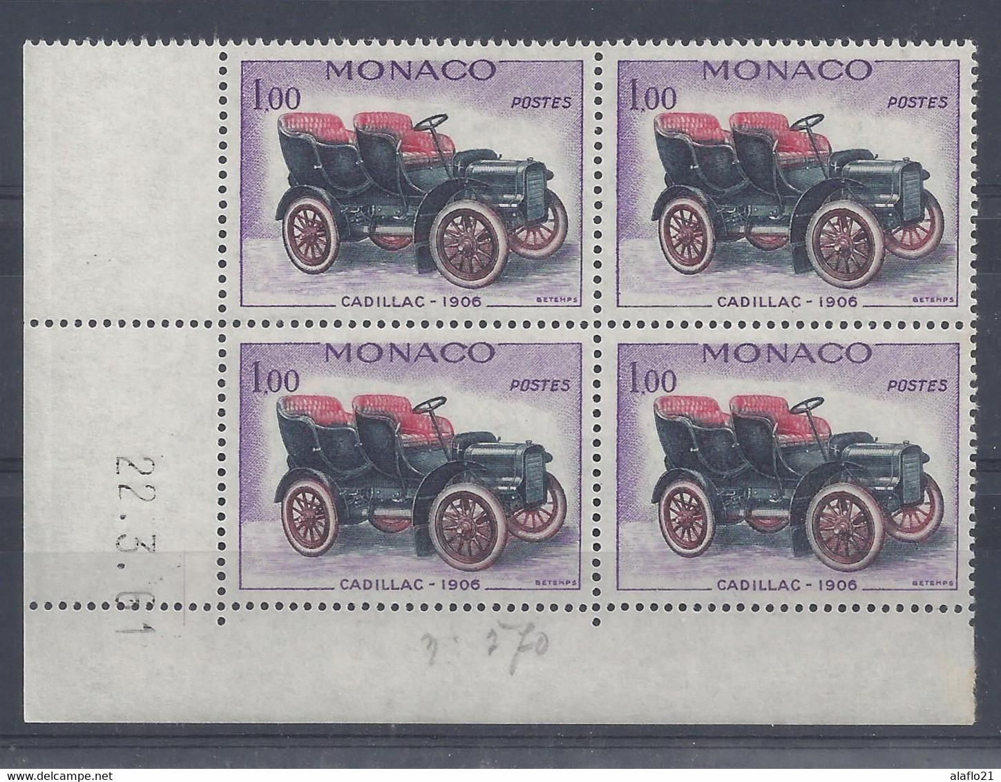 MONACO - N° 570 - CADILLAC 1906 - Bloc De 4 COIN DATE - NEUF SANS CHARNIERE - 22/3/61 - Ungebraucht