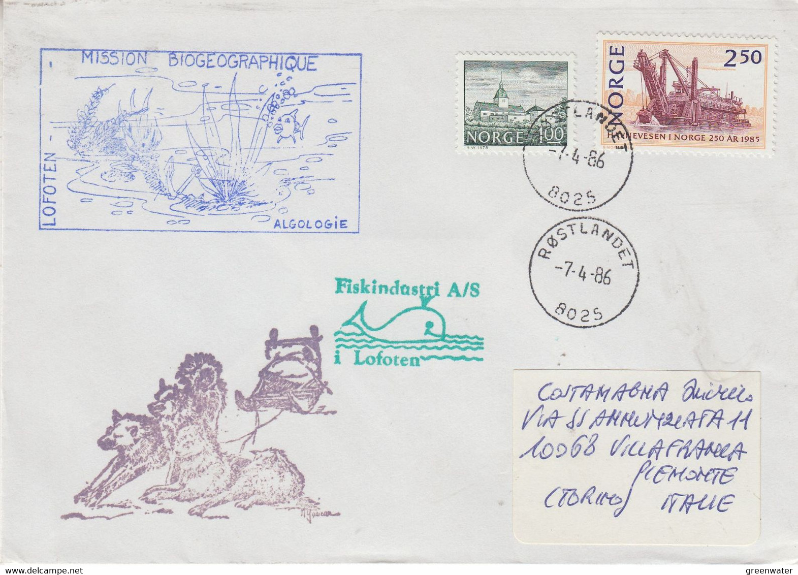 Norway 1986 Mission Geographique Lofoten Cover Ca Rostlandet 7-4-1986 (NW203) - Forschungsprogramme