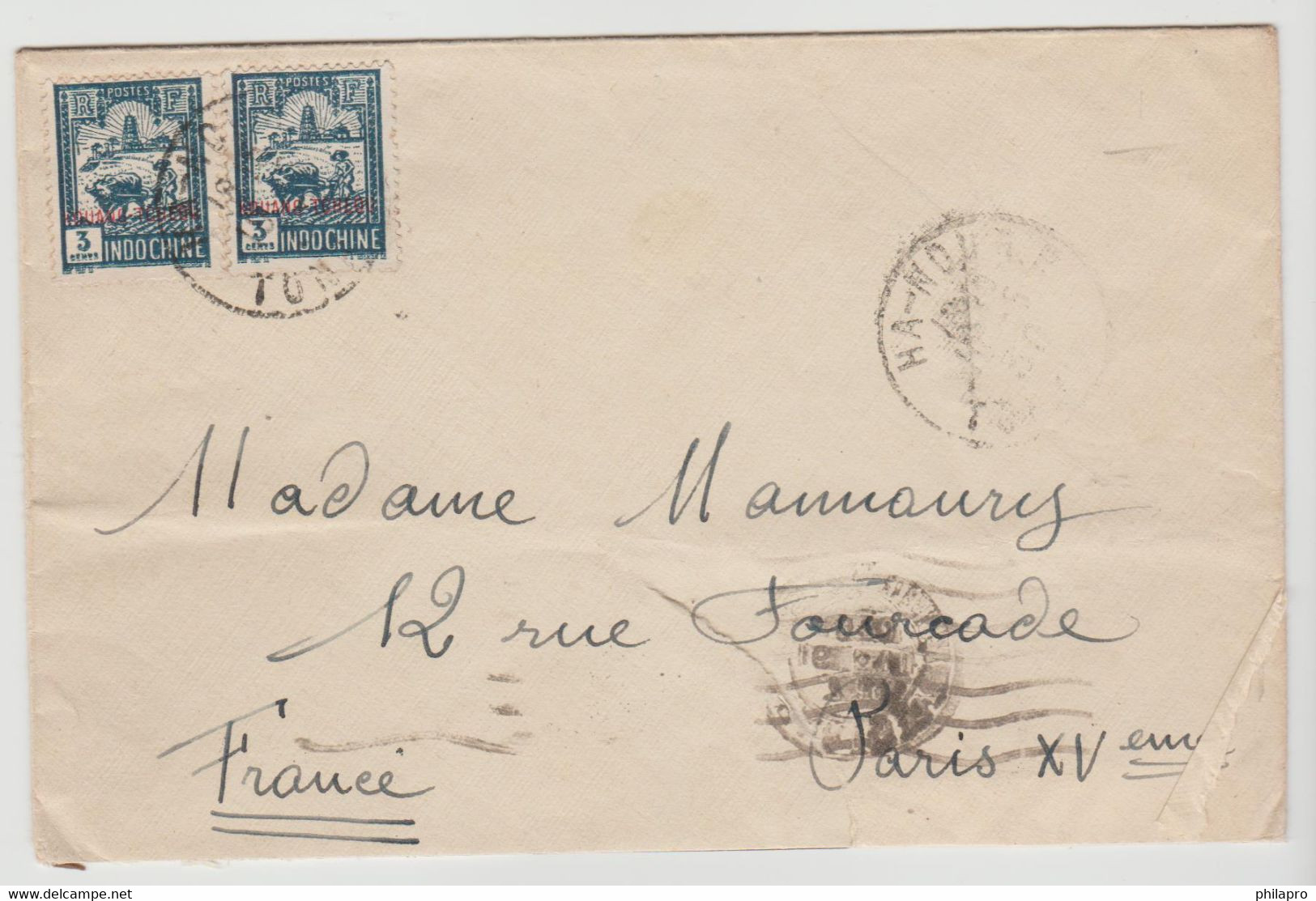 KQUANG TCHEOU - INDOCHINE 1930    Réf  R111 - Lettres & Documents