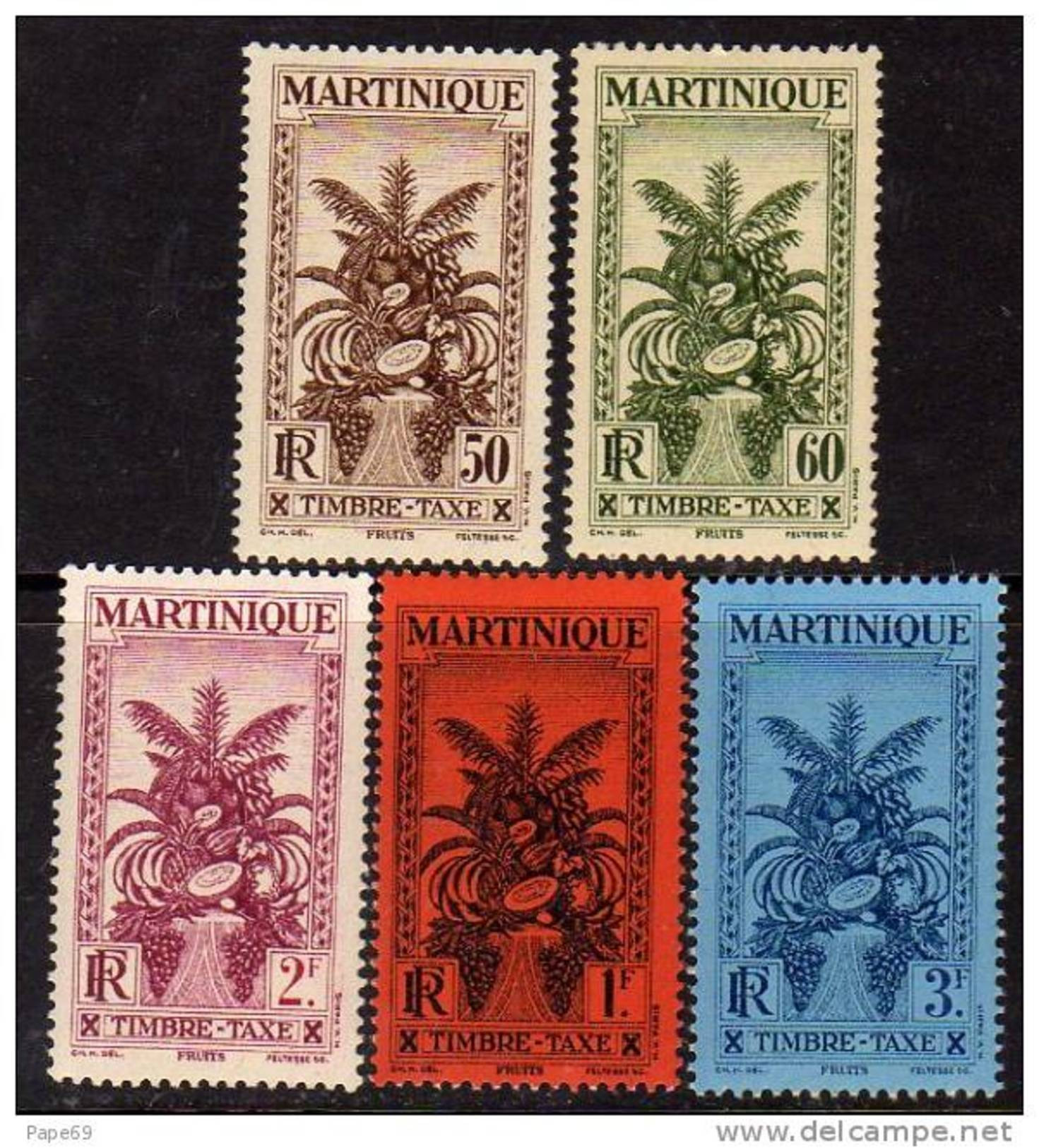 Martinique Taxe N° 12 / 22  X  La Série  Des 11 Valeurs Trace De Charnière Sinon TB - Postage Due