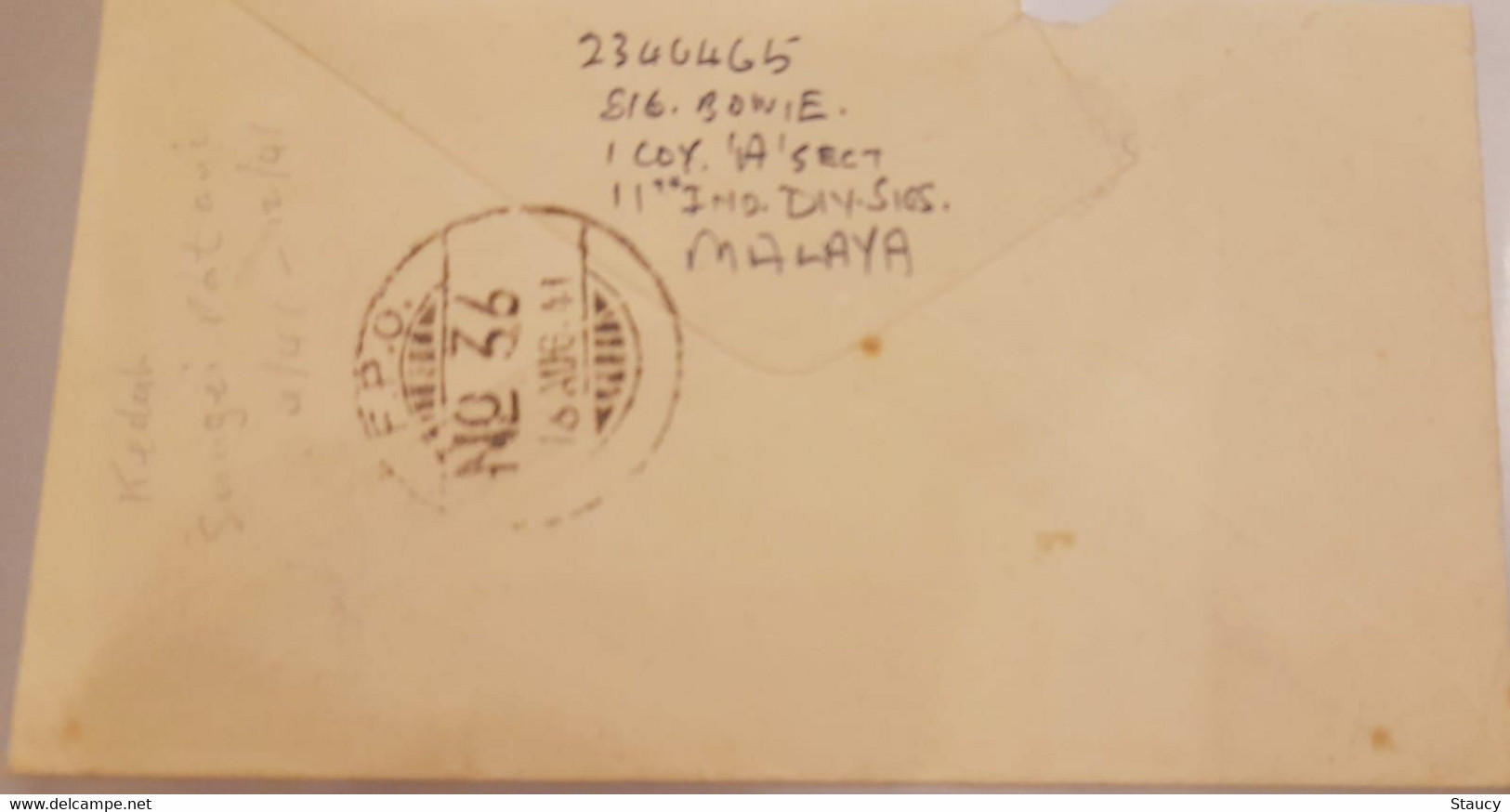 India MALAYSIA 1941 WWII Soldiers Letter To England FPO No 36 Censor No 3155 Ex Rare As Per Scan - Military Service Stamp