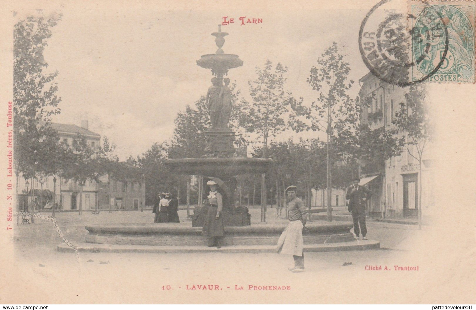 CPA Précurseur  (81) LAVAUR La Promenade Fontaine Des 3 Grâces - Lavaur