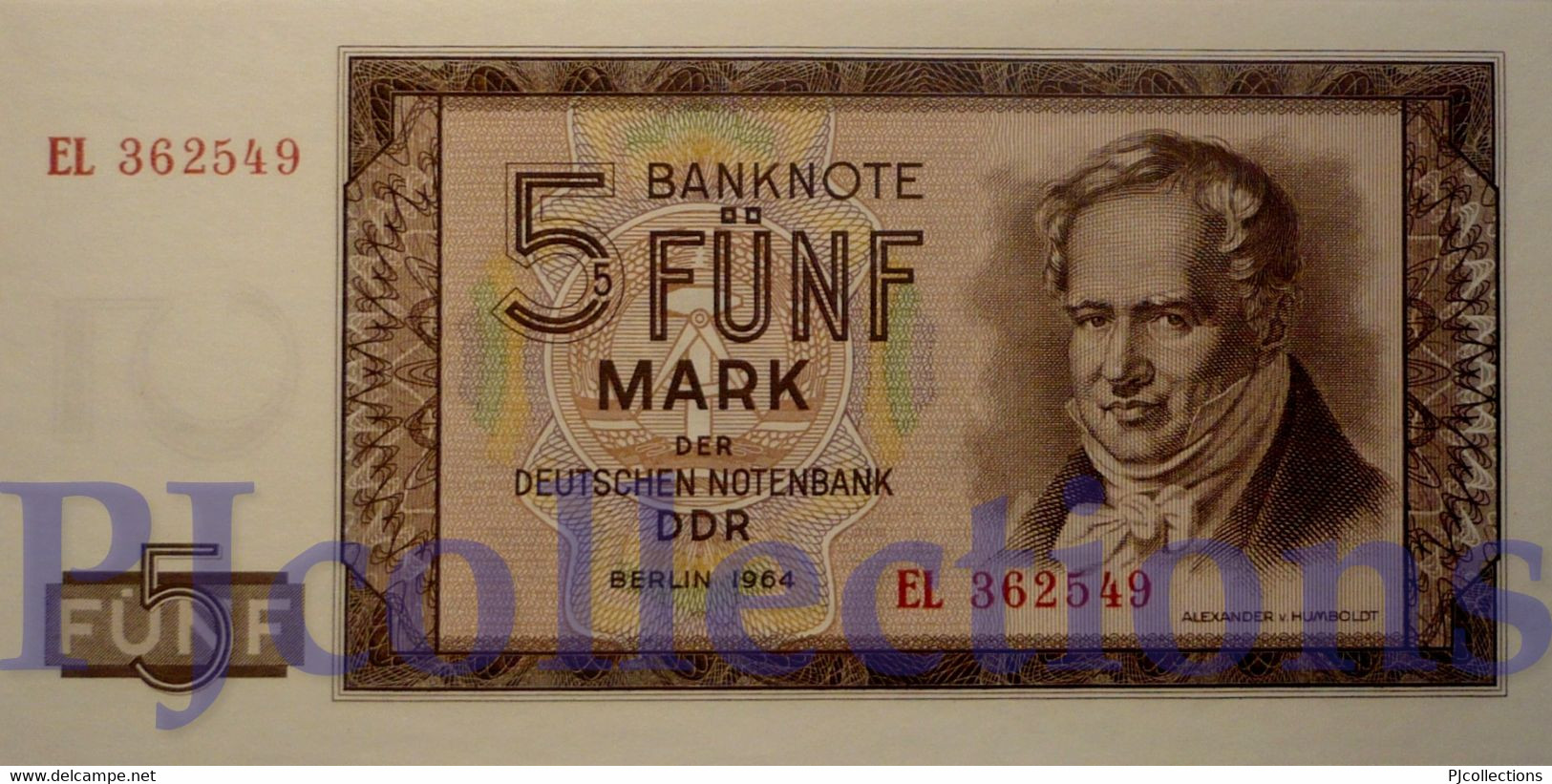 GERMANY DEMOCRATIC REPUBLIC 5 MARK 1964 PICK 22a UNC - 5 Deutsche Mark