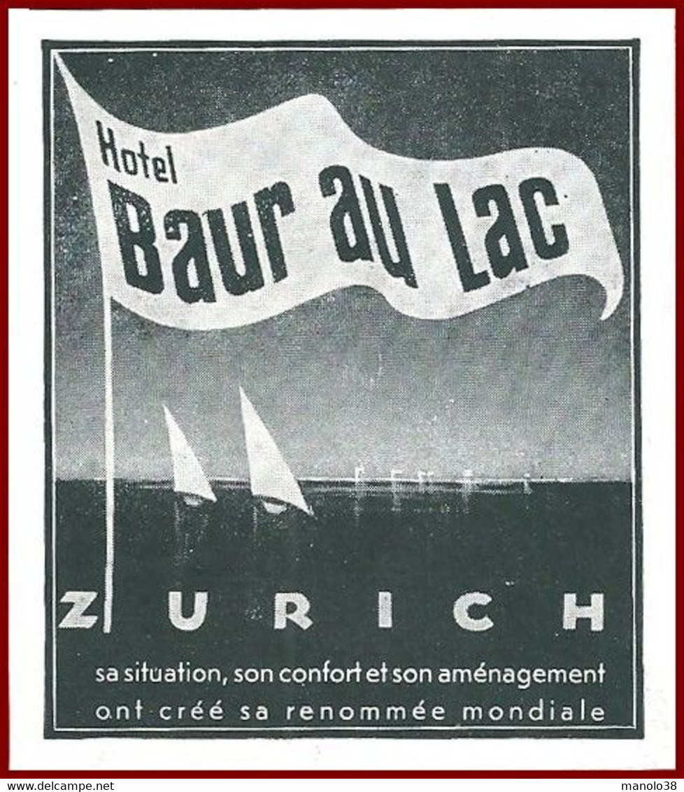 Hôtel Baur Au Lac. Zurich, Suisse. 1935. - Advertising