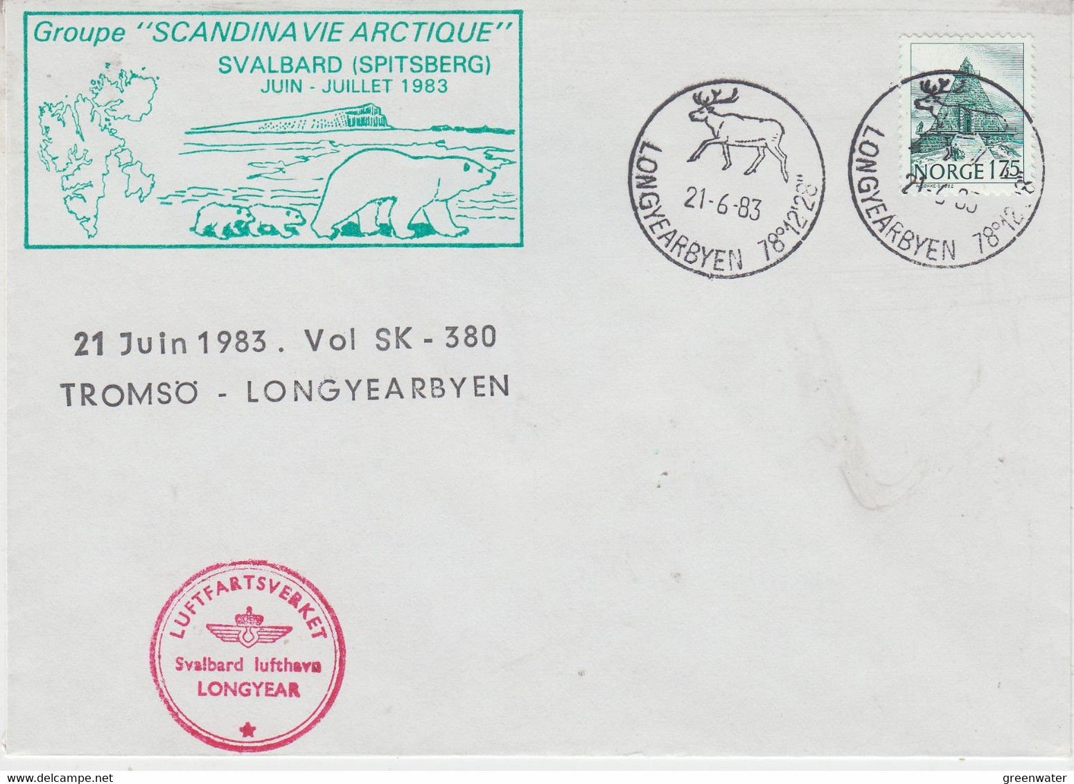 Norway Spitsbergen 1983 Flight Over Tromso-Longyearbyen Ca Longyearbyen 21-6-1983 (N217) - Vuelos Polares