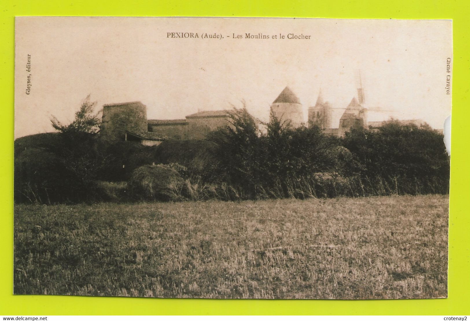 11 PEXIORA Vers BRAM Reproduction D'une Carte Postale Les Moulins Et Le Clocher - Bram