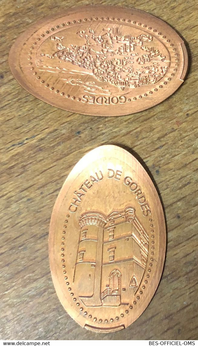 84 GORDES 2 PIÈCES ÉCRASÉES ELONGATED COIN TOURISTIQUE MEDALS TOKENS PIÈCE MONNAIE 5 CENT PENNY - Monete Allungate (penny Souvenirs)