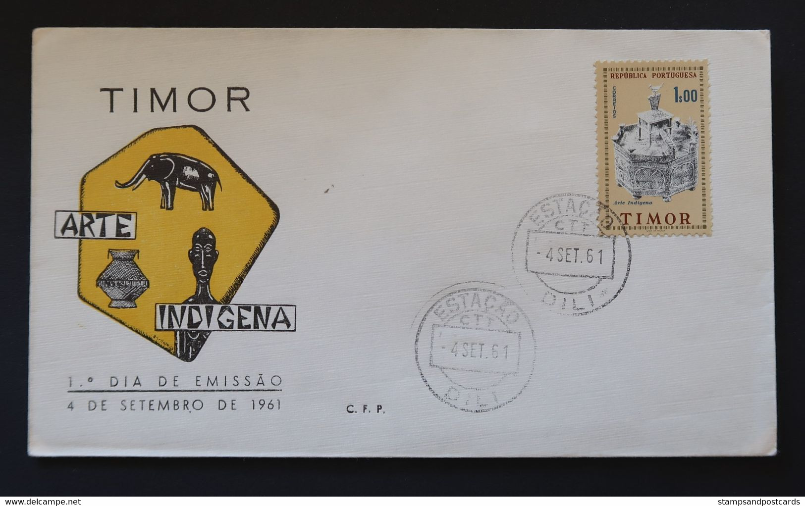 Timor Oriental Portugal FDC Art Indigène 1961 Indigenous Art FDC - Osttimor