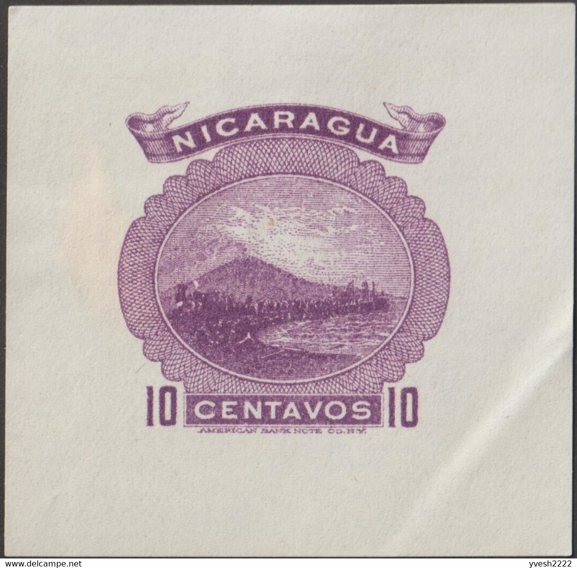 Nicaragua 1900. 7 essais d'affranchissements d'entiers postaux. Volcan Momotombo, de type stratovolcan, 1297 mètres