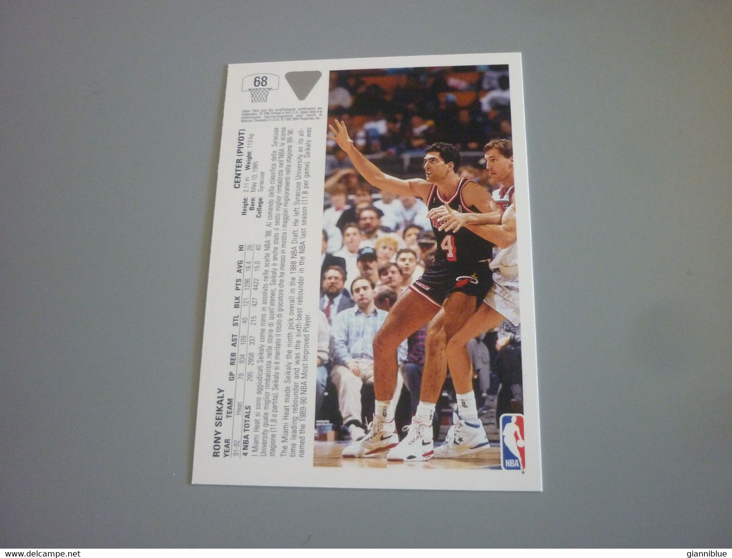 Rony Seikaly Maiami Heat Lebanon Basketball Upper Deck 1992 Italian Edition Trading Card #68 - 1990-1999