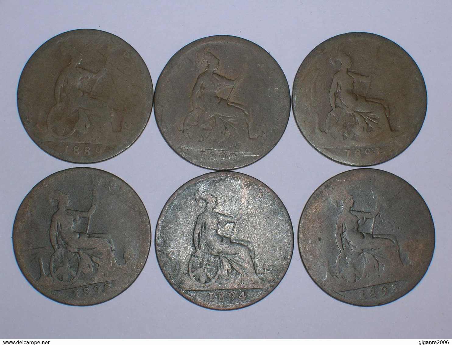 Gran Bretaña. LOTE DE 6 MONEDAS DE 1 PENIQUE 1889-1894 (10859B) - D. 1 Penny