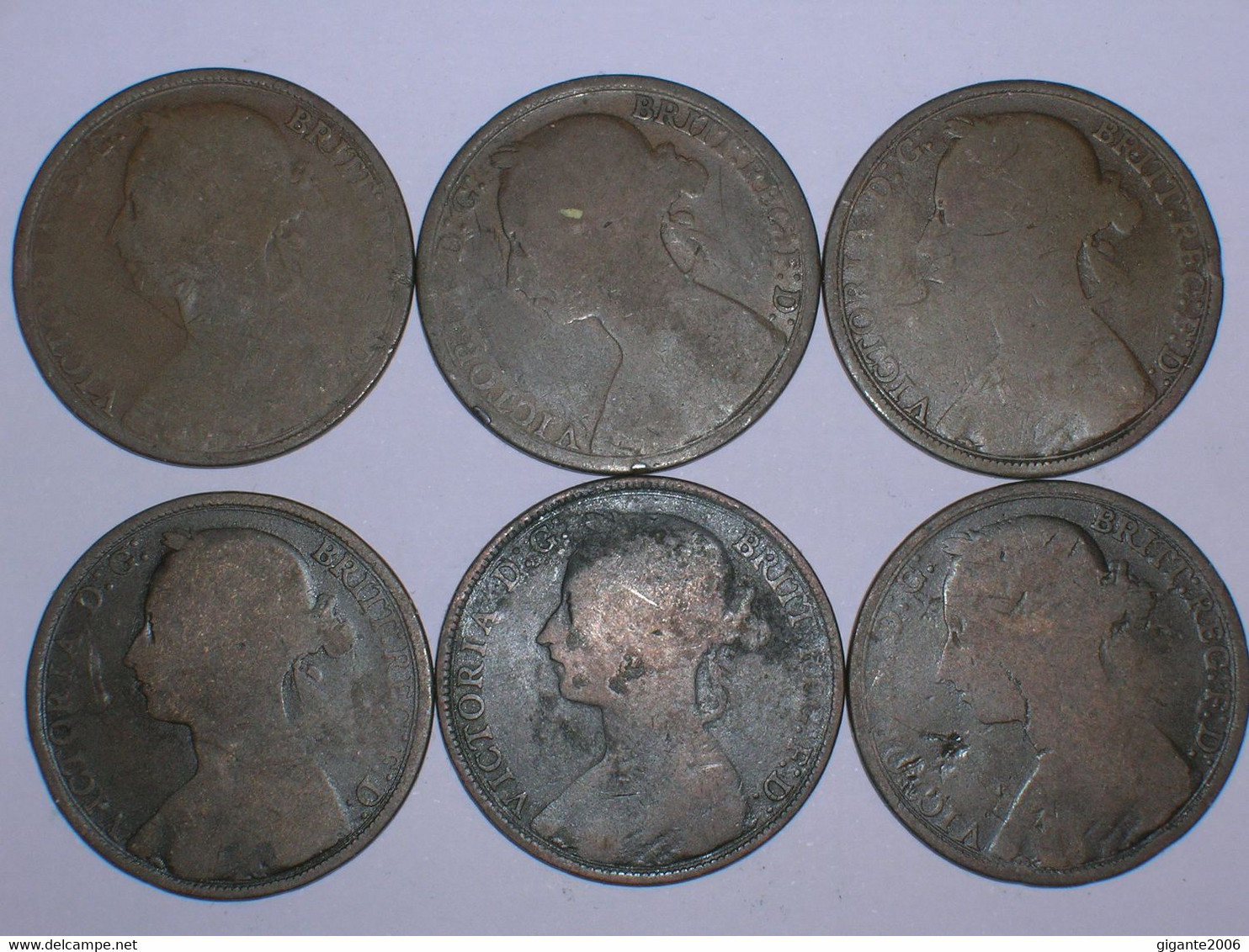 Gran Bretaña. LOTE DE 6 MONEDAS DE 1 PENIQUE 1889-1894 (10859B) - D. 1 Penny