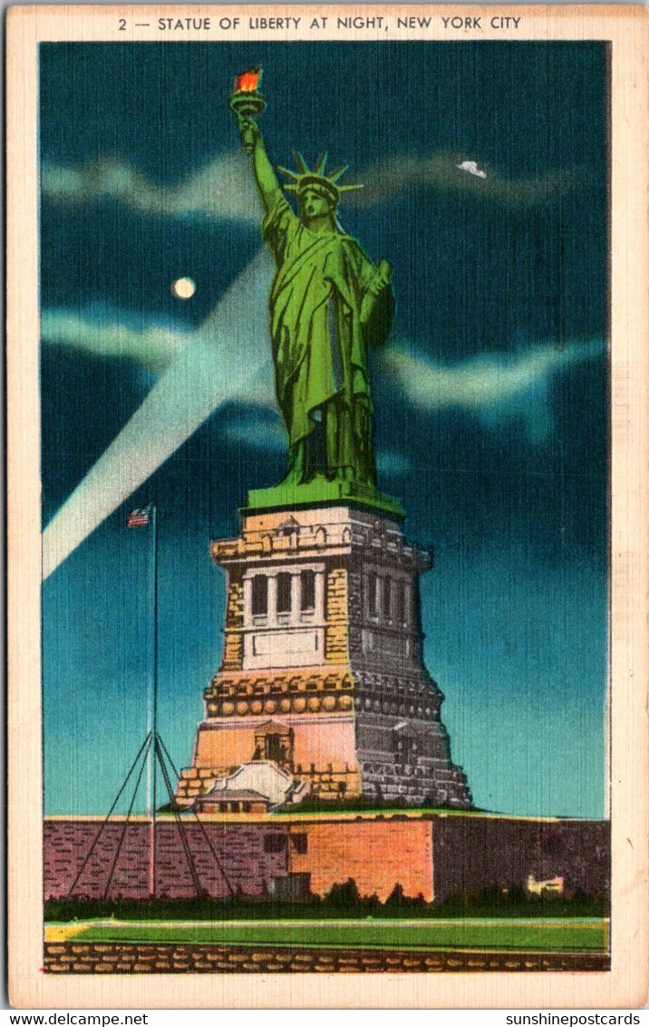 New York City Statue Of Liberty At Night 1942 - Statue Of Liberty